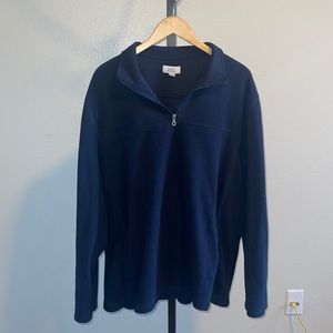 Mens Navy Fleece Crew Neck 1/4 Zip Sweatshirt